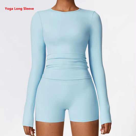 Women'S Quick Dry Breathable Sexy Yoga Long Sleeves Crop 