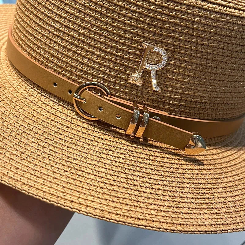 Flat Top Bucket Straw Hat for Women