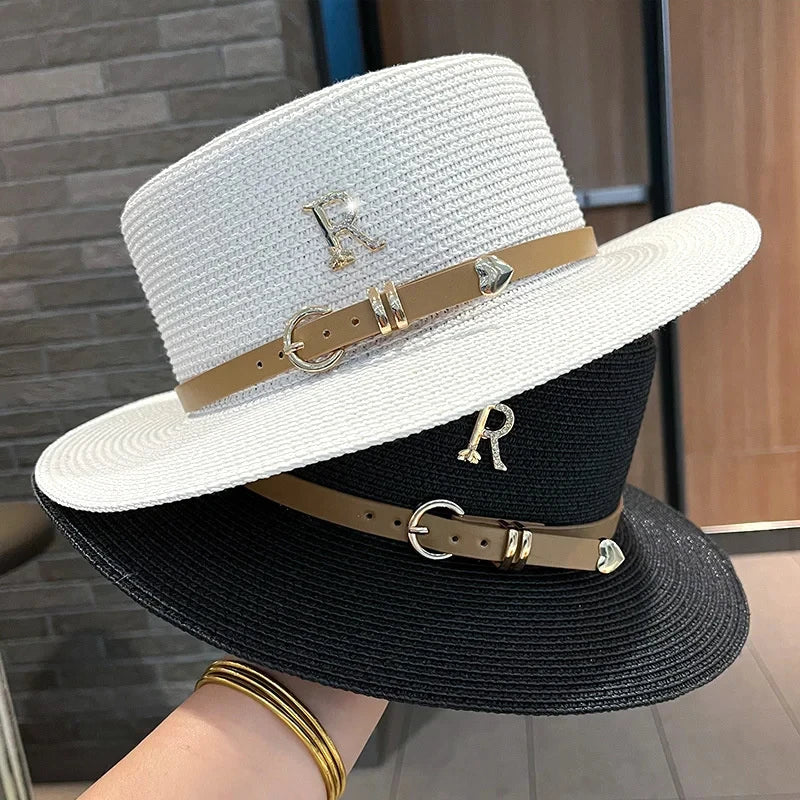 Flat Top Bucket Straw Hat for Women