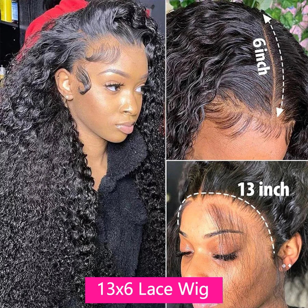 200% Density Deep Wave Wig 13X4 13X6 HD Transparent Lace Frontal Wig~Can be Dyed/Bleached~ Curly Wave Wig 5X5 ~Lace Human Hair Wigs for Black Women