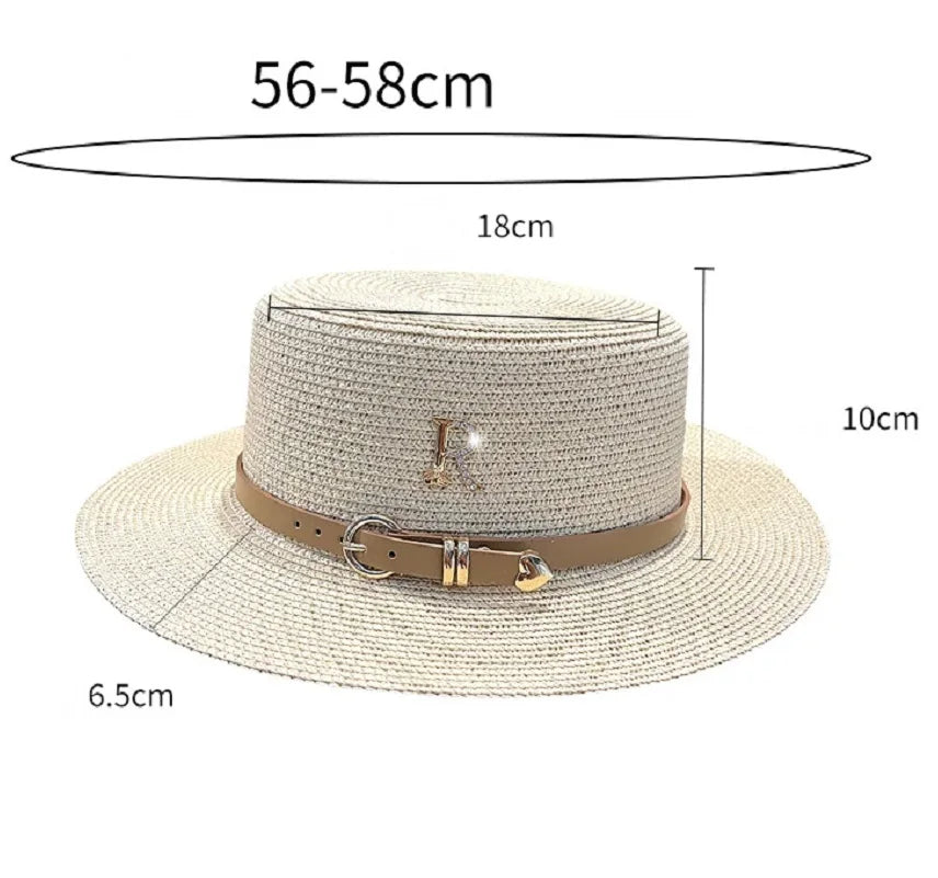 Flat Top Bucket Straw Hat for Women