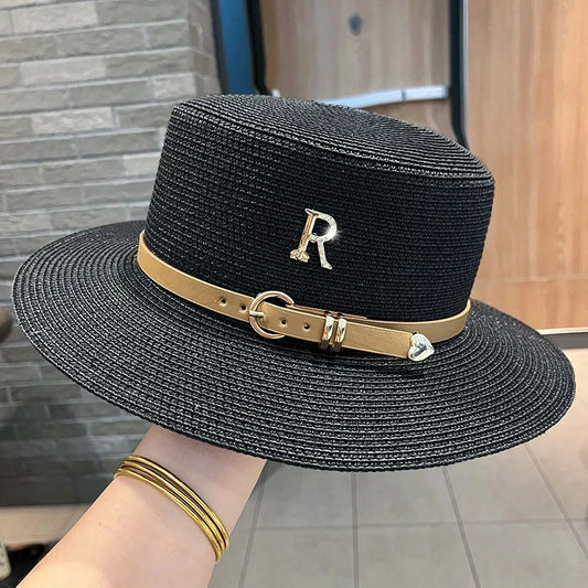 Flat Top Bucket Straw Hat for Women